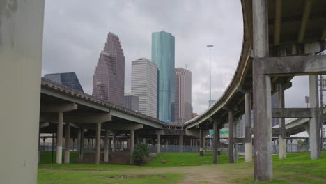 4k cloudy sky timelapse over downtown houston