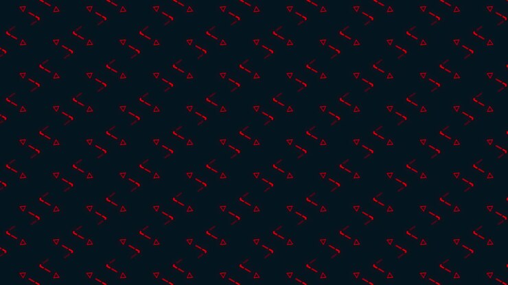 Retro red triangles animate in a hypnotic loop on a dark blue backdrop.