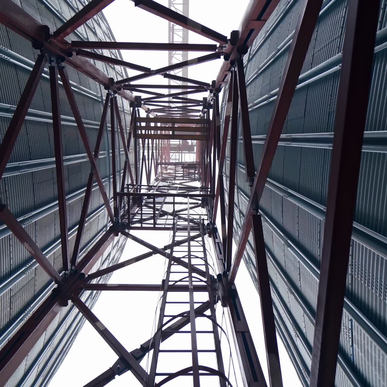 Large metal tanks for grain. Silver containers storing agriculture crop