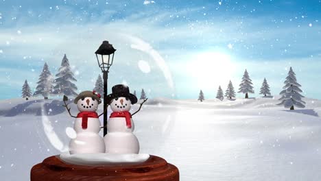 Cute-Christmas-animation-of-snowman-couple-in-magical-forest-4k