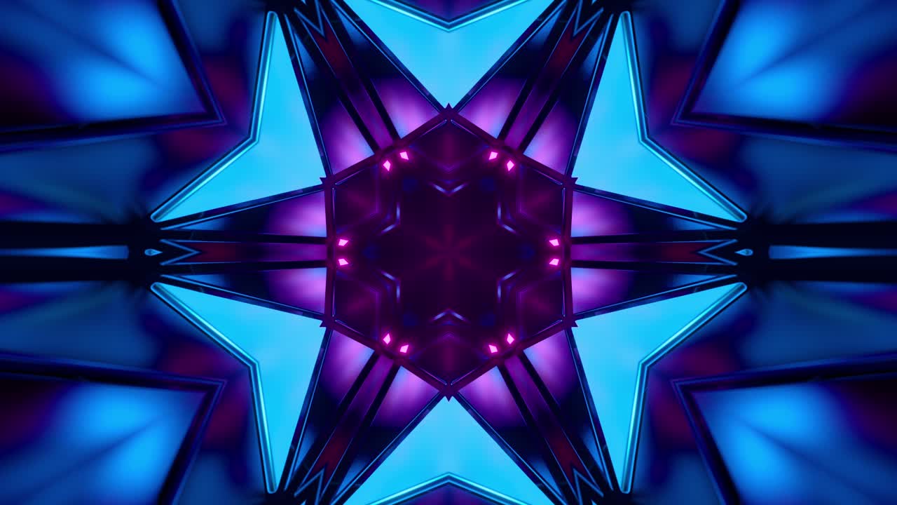 Kaleidoscope Abstract Tunnel in Blue and Pink. Looped Animation