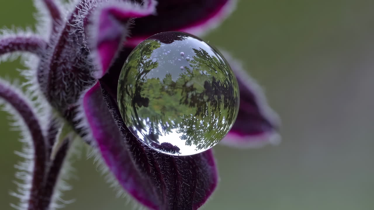 Water Drop Reflection on a Flower