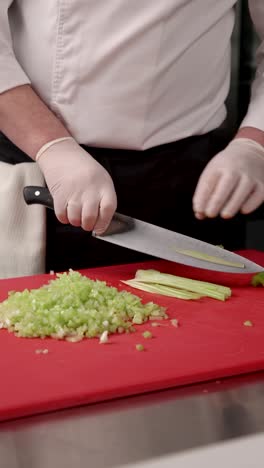 chef chopping celery