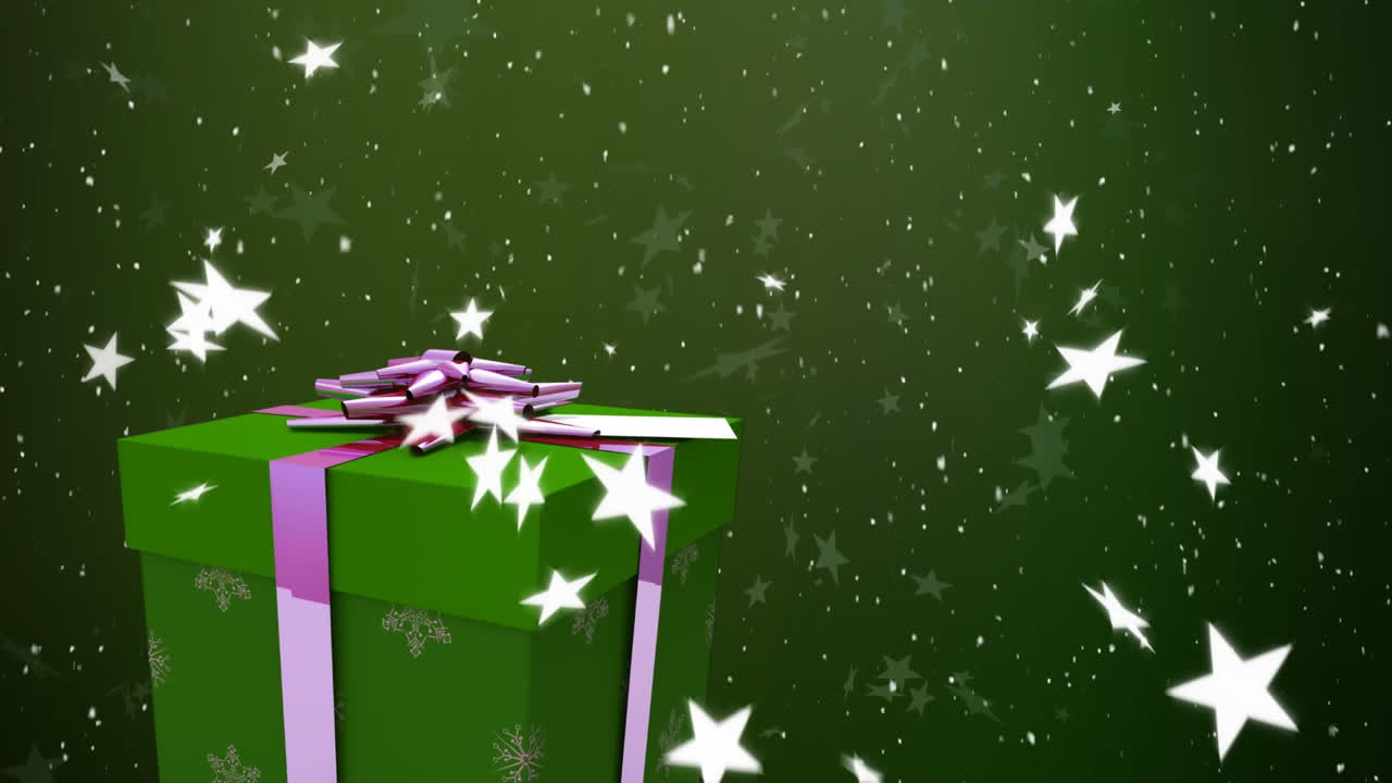 la nieve cayendo y el regalo de navidad