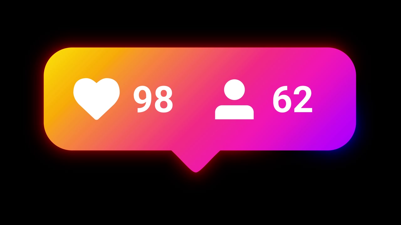 Contatore social media con follower e mi piace, con un'aura vibrante su sfondo scuro