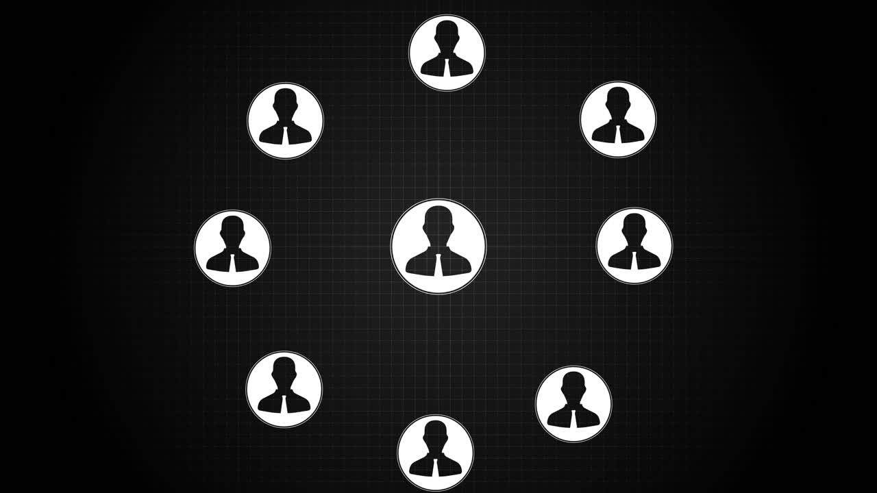 Animated visual showing connected business profiles representing networking for corporate