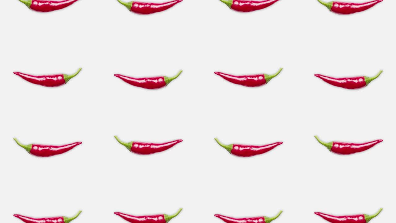 4K 60FPS  Chili Peppers Flowing Horizontally and Flipping