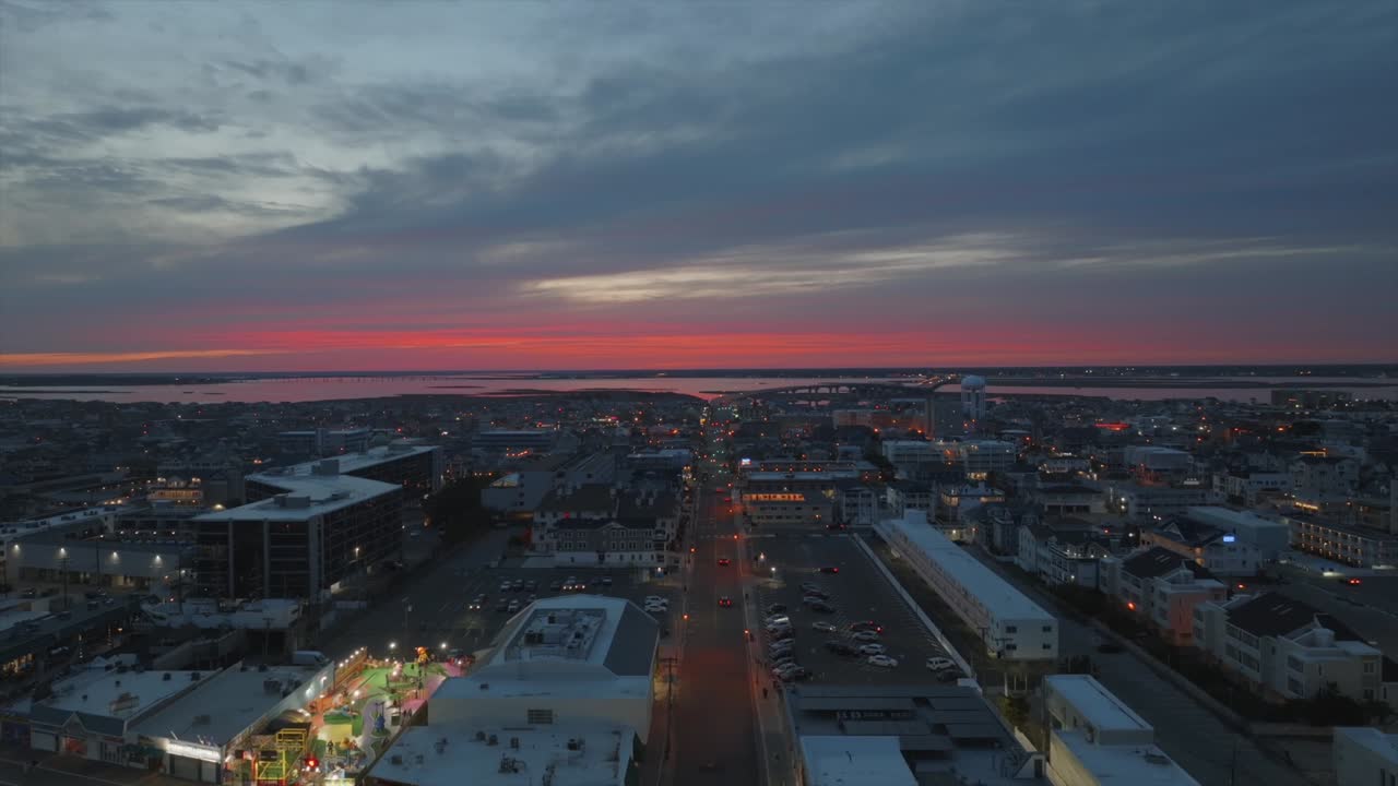 Vibrant Pink Sunset Over the Iconic Ocean City, New Jersey