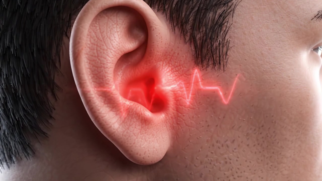Un'esplorazione dettagliata dell'orecchio umano: dall'anatomia agli indicatori di salute in una rappresentazione visiva della salute dell'orecchio e della risposta al dolore.