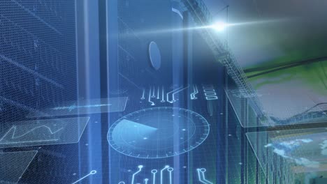 animation of data processing and computer circuit boards