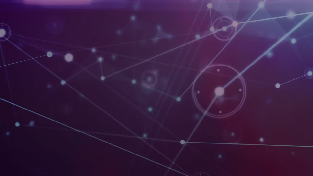 Animation of network of connections with icons over light spots