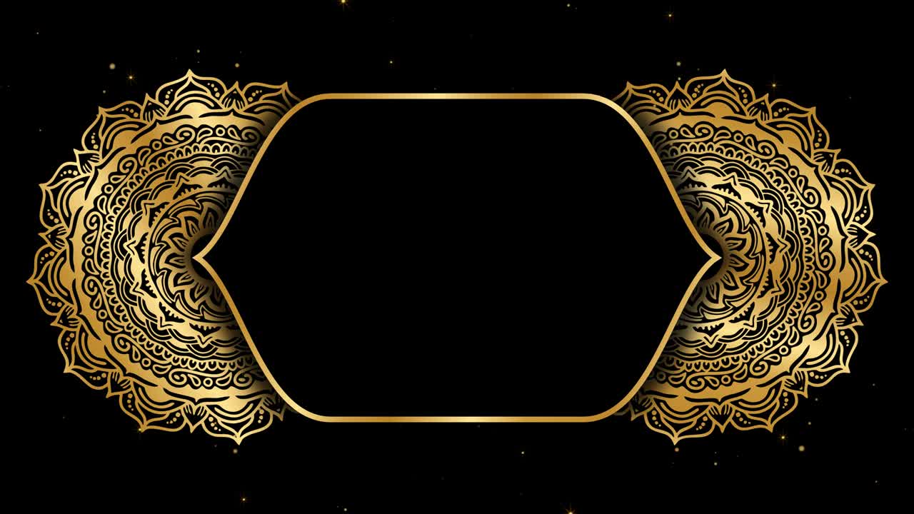 프리미엄 회전 만달라 로 디자인과 흐르는 반이는 황금 먼지