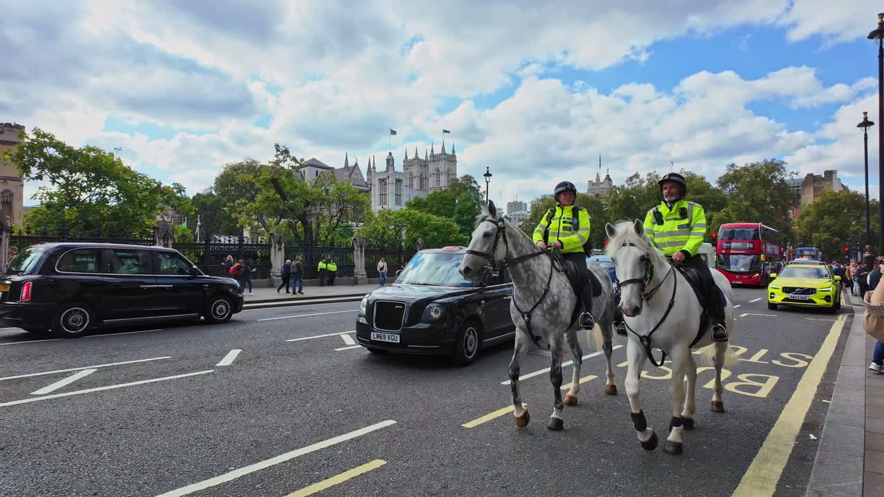 Mounted Police Officers on Patrol in London