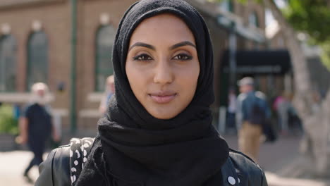 portrait of young beautiful muslim woman looking serious confident at camera wearing hajib headscarf