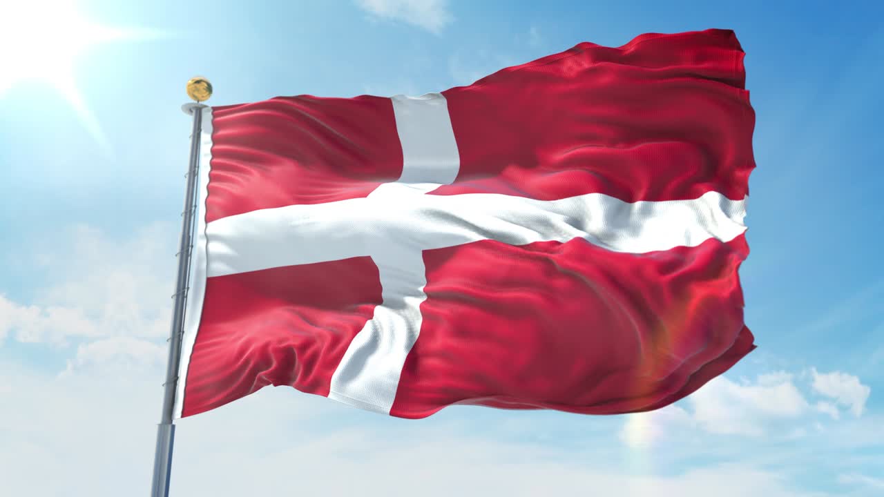 Sovereign Military Order of Malta flag waving in the wind against deep blue sky. National theme, international concept. 3D Render Seamless Loop 4K