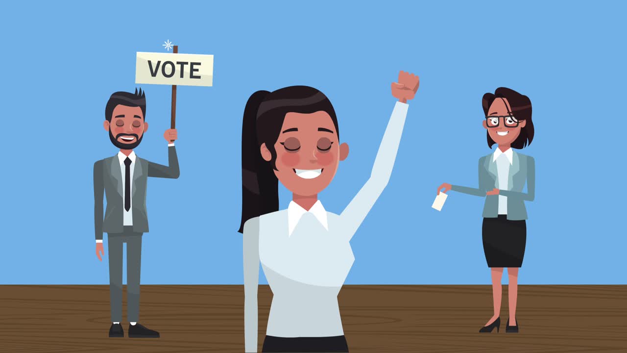 candidates group with vote banner characters