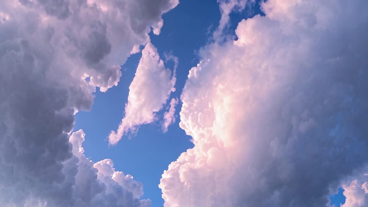 A video capturing dramatic clouds from a low angle, highlighting their fluffy texture
