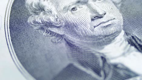 el rostro de thomas jefferson girando lentamente en un billete de dos dólares