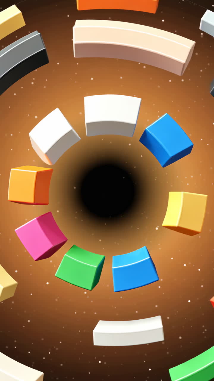 Colorful Geometric Shapes Swirling into a Vortex