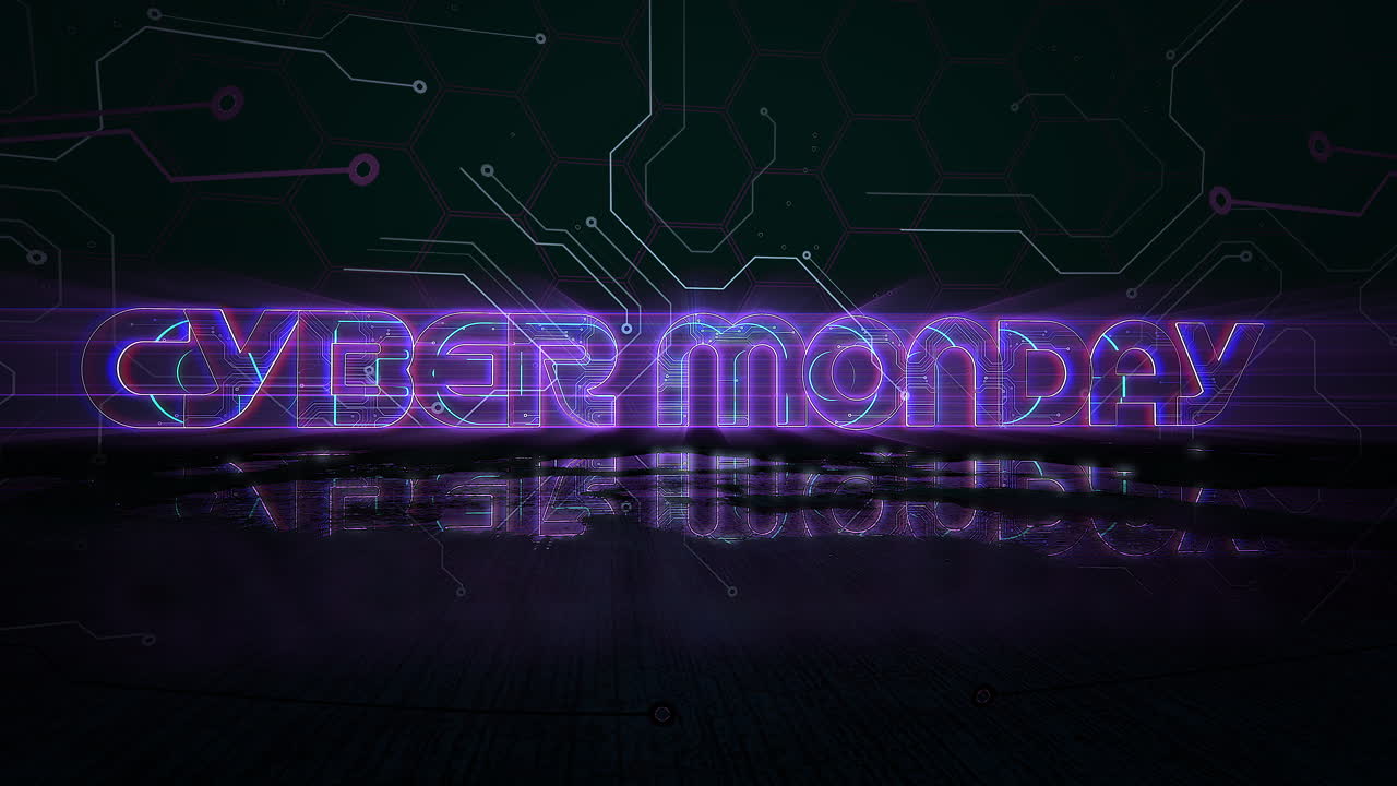 Cyber Monday-tekst på bundkort med neonlys