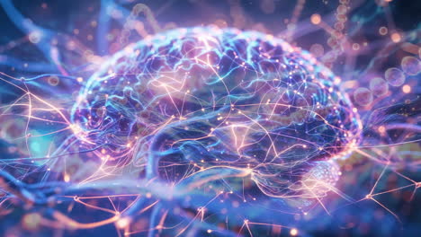 abstract digital brain with glowing neural connections