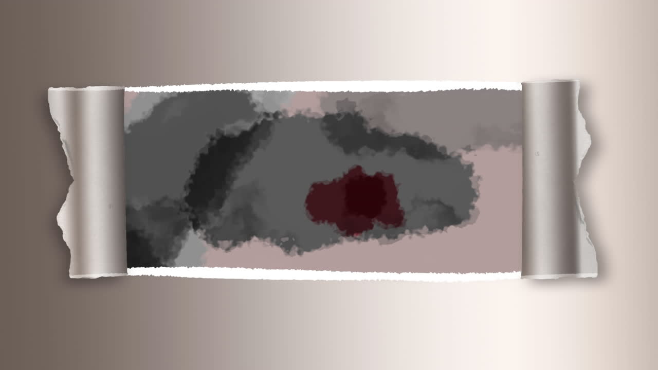 회색과 빨간색이 종이에 퍼지고 있습니다.