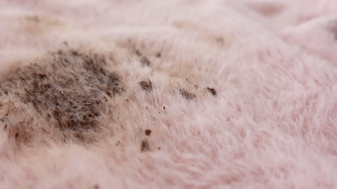 Close-up of a dirty, stained pink fabric