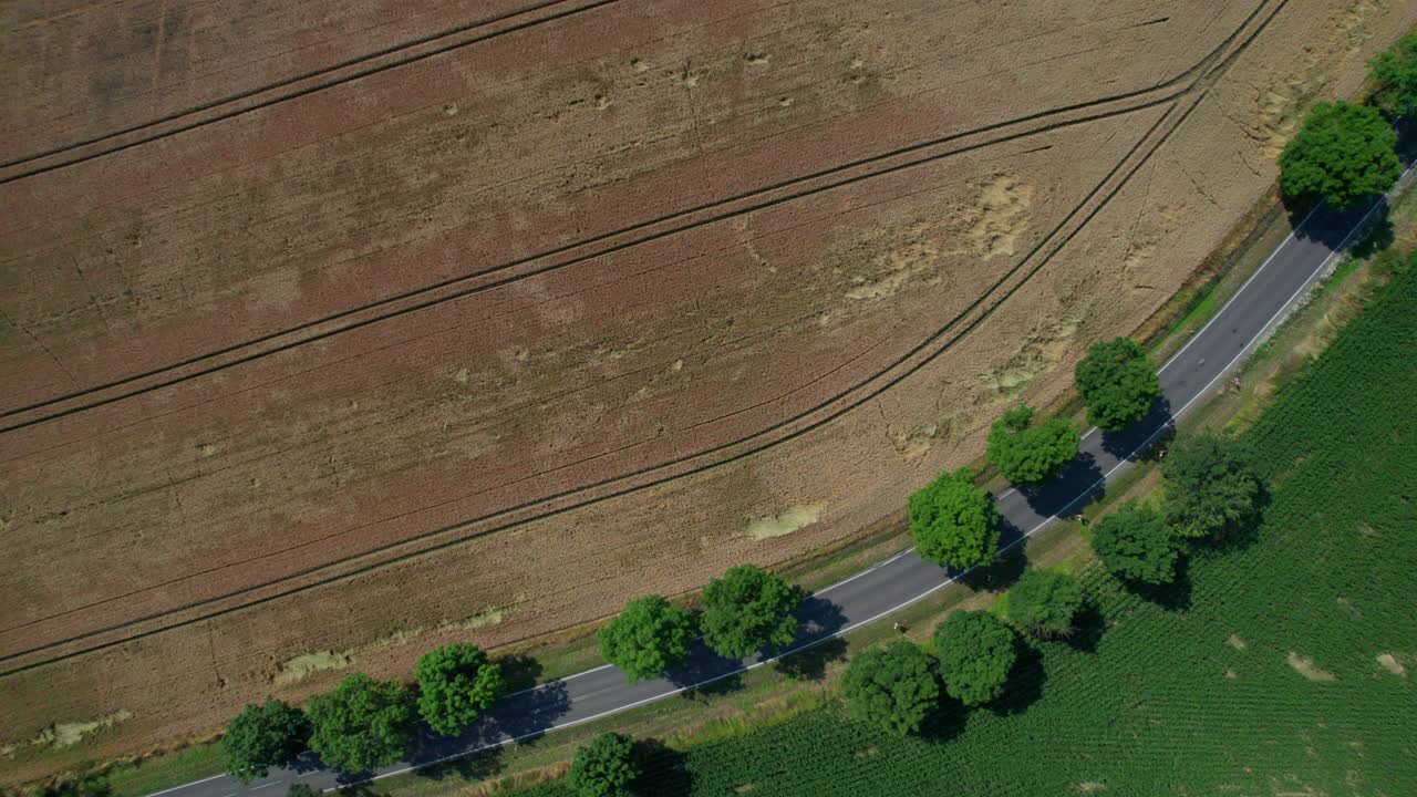 시골 풍경의 시골 도로 (공중, 루프 가능)
