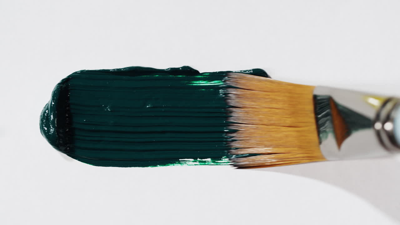 Close-up of Green Paint on a Brush