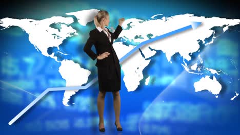 animation of a businesswoman showing a business graph