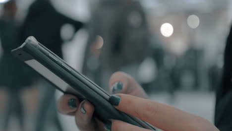 woman surfing internet on cellphone