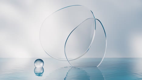 curve glass with water surface, 3d rendering.