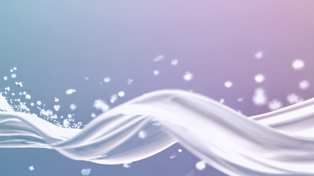 Abstract video of flowing white fabric with floating particles, captured from a low angle