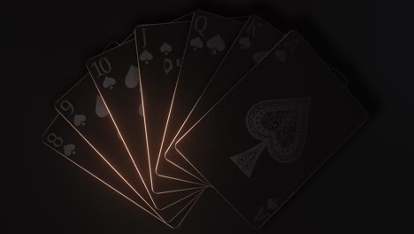 glowing black playing cards