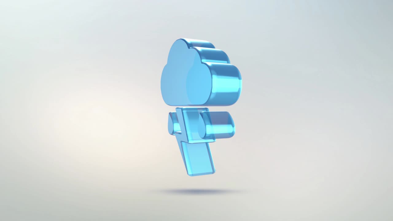 날씨 예보 아이콘, 투명한 유리 구름. 알파 채널과 함께 비와 번개 구름의 회전 상징