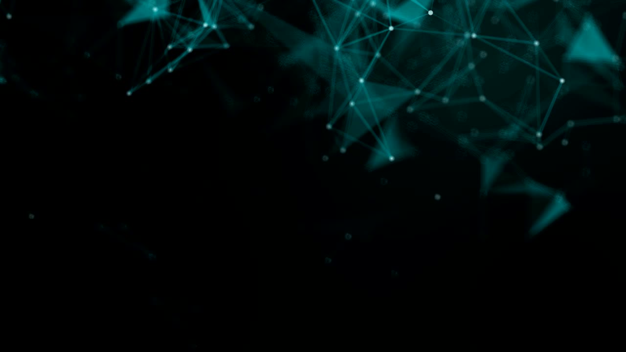 4K Abstract web background. polygon lines and dots moving randomly on dark gray/black background. Seamless loop.