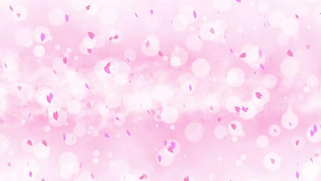 coloridos pétalos brillantes balanceándose en el fondo de la primavera con llamaradas solares. hermosa escena de la naturaleza. ilustración pétalos de cereza en flor. gráfico abstracto de primavera. animación de bucle.