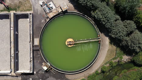 water tank sewage treatment plant aerial top shot france sunny day