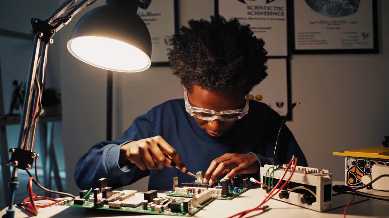 Young Person Working on Electronics