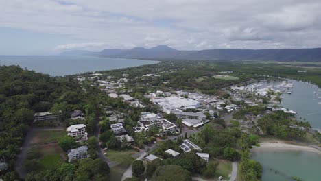 business buildings and landmarks on the shore of port douglas in north queensland, australia