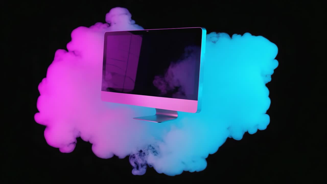Computerskærm med neonsrøg.