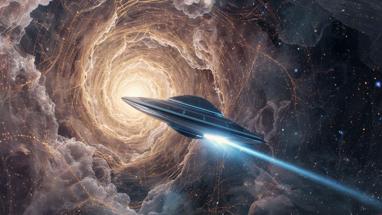 A UFO Travels Through a Wormhole