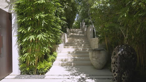 entering luxurious villa resort on phuket island, thailand