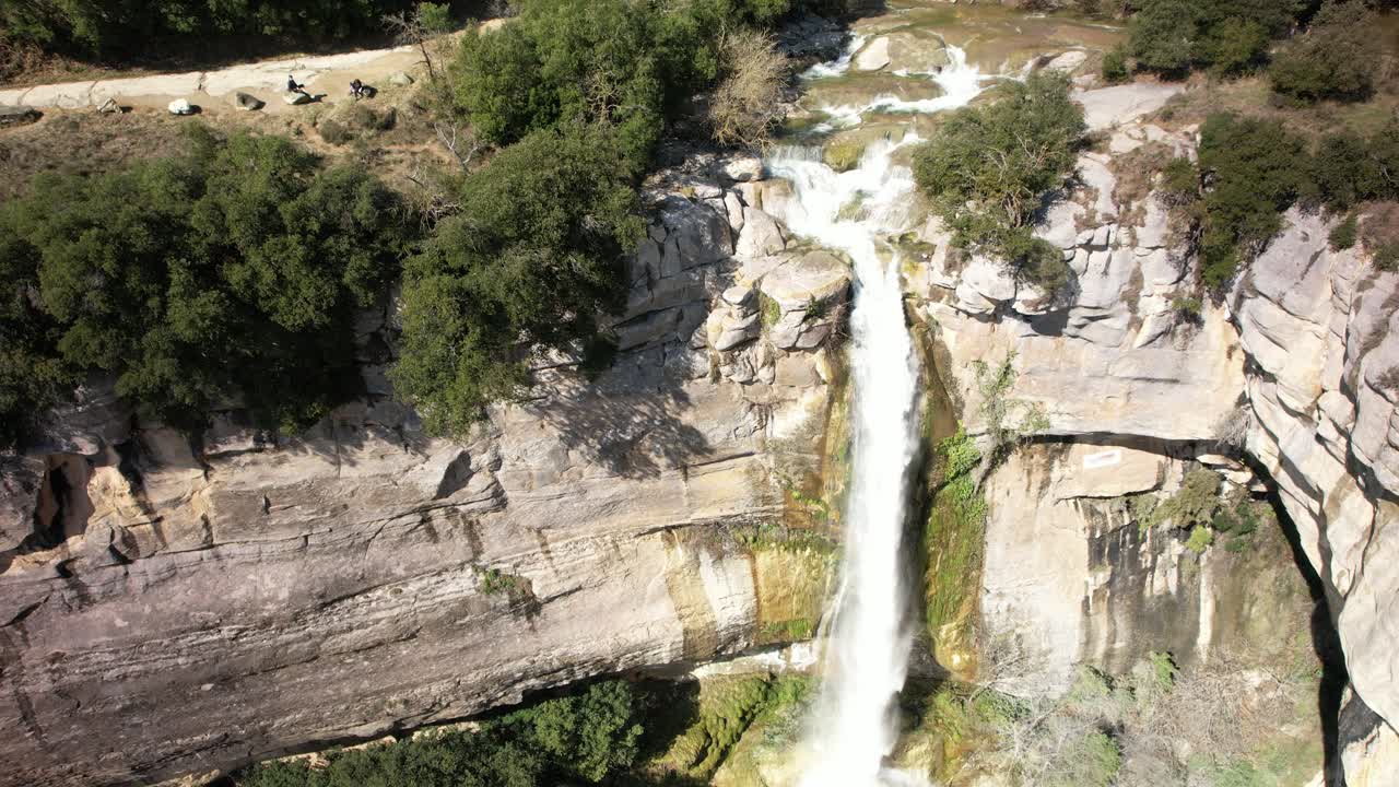 Aerial views of the waterfall of Sallent in the spanish pyrenees after the heavy rains