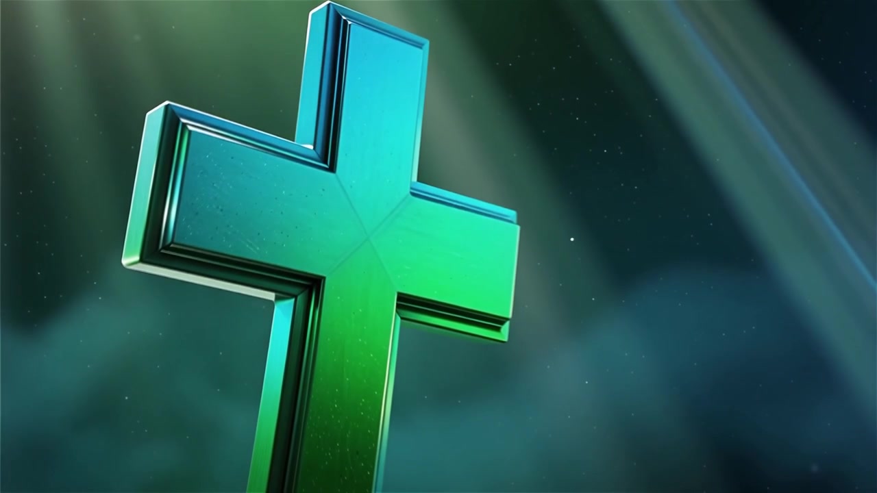 Croce Cristiana Luce Celestiale Sfondo per il Culto.