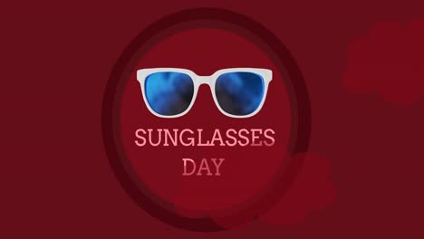 Animation-of-glasses-and-sunglasses-day-over-red-background