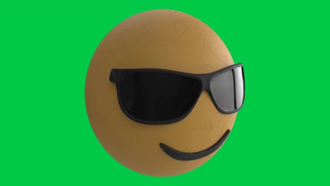 Animation-of-smiling-sunglasses-emoji-emoticon-icon-over-green-screen