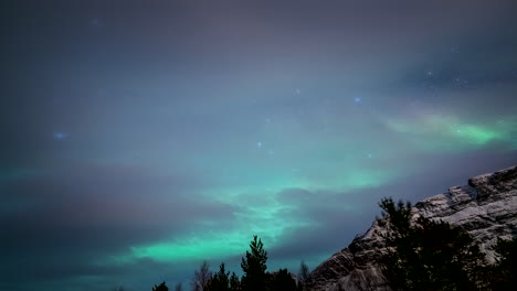 scenic aurora borealis in skibotn, norway - timelapse