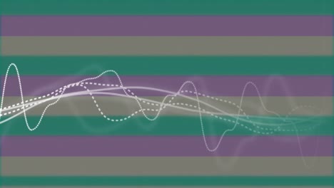 animación de ondas digitales que se mueven sobre un fondo a rayas en movimiento sin costuras.