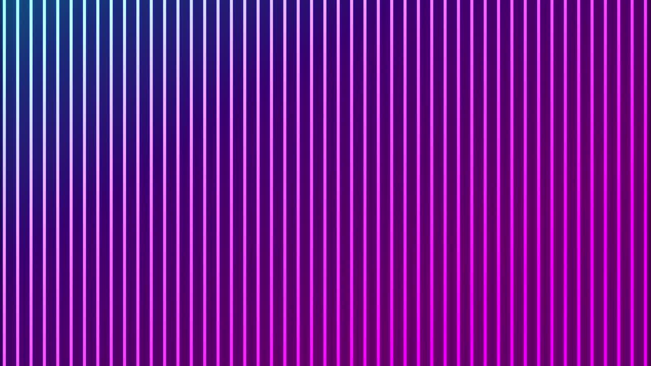 animación de líneas verticales brillantes de neón de rosa a azul sobre fondo negro